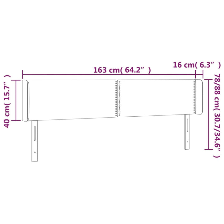 Hoofdbord met randen 163x16x78/88 cm stof lichtgrijs