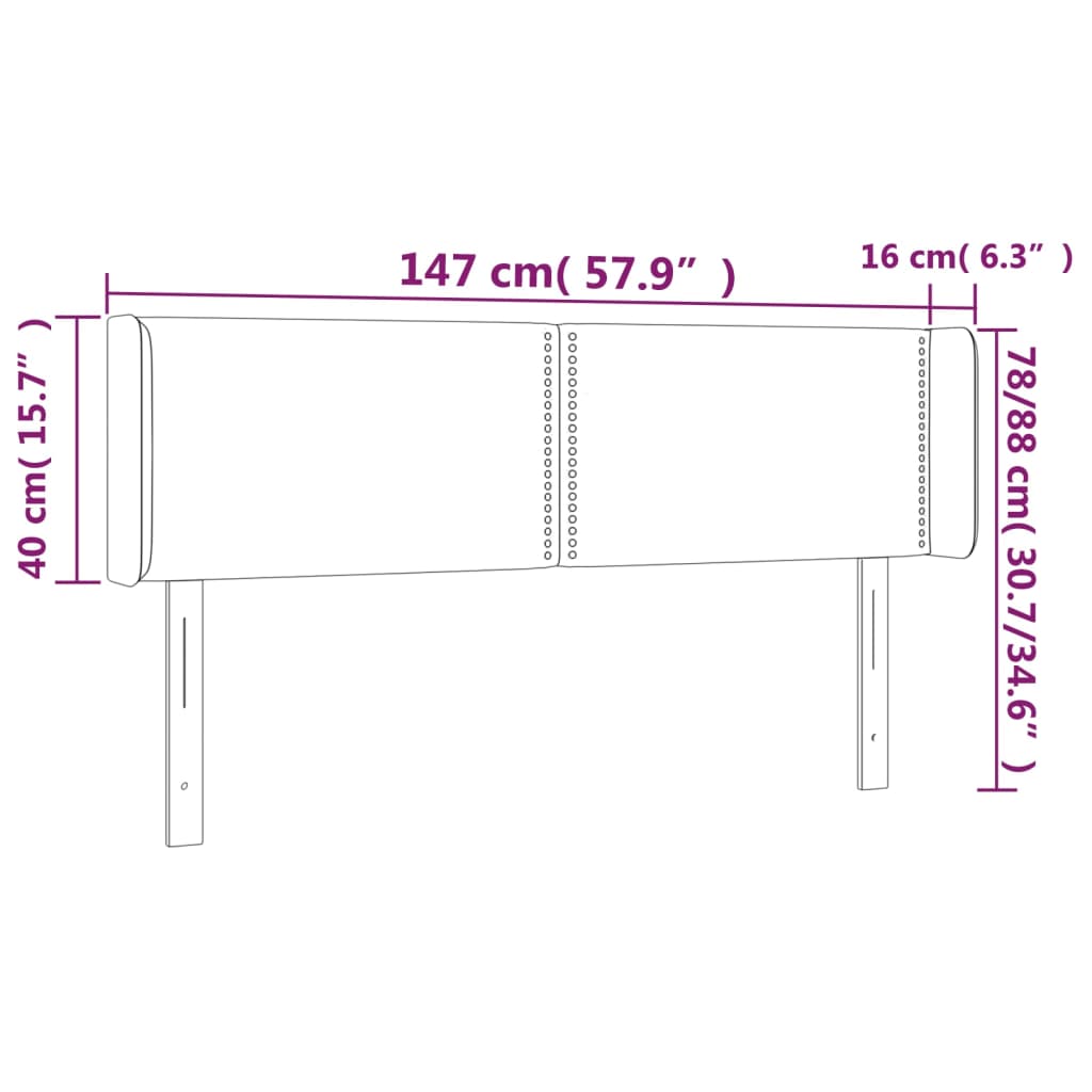 Hoofdbord met randen 147x16x78/88 cm kunstleer wit