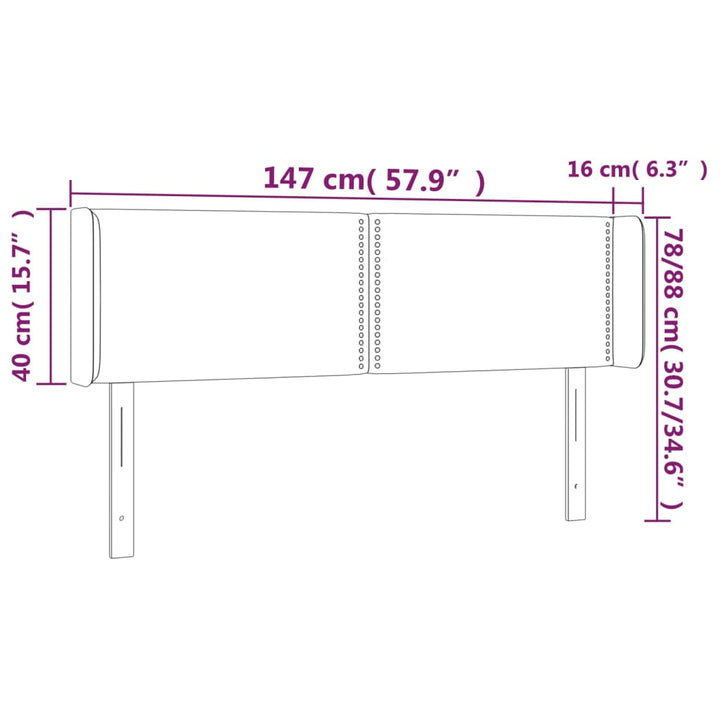 Hoofdbord met randen 147x16x78/88 cm kunstleer wit