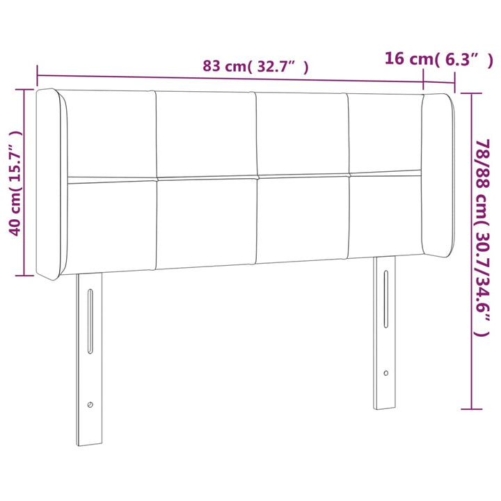 Hoofdbord met randen 83x16x78/88 cm stof donkergrijs