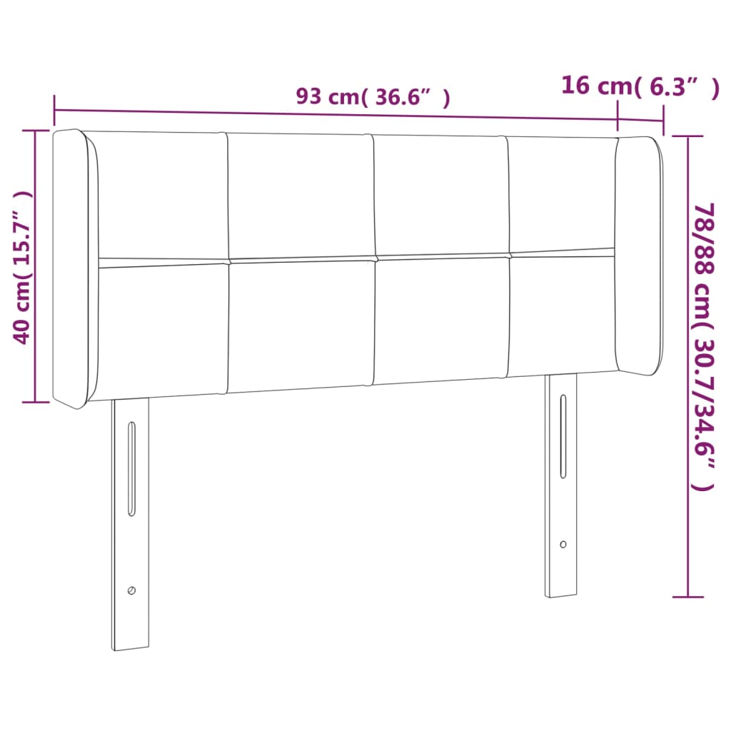 Hoofdbord met randen 93x16x78/88 cm stof lichtgrijs