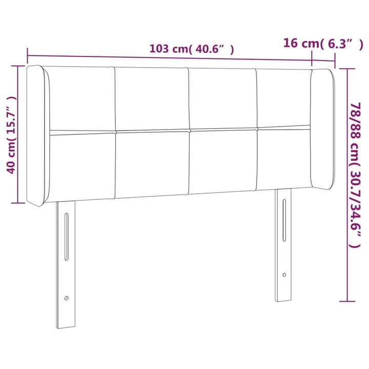 Hoofdbord met randen 103x16x78/88 cm stof lichtgrijs