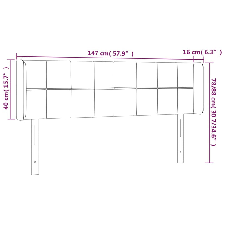 Hoofdbord met randen 147x16x78/88 cm stof donkergrijs