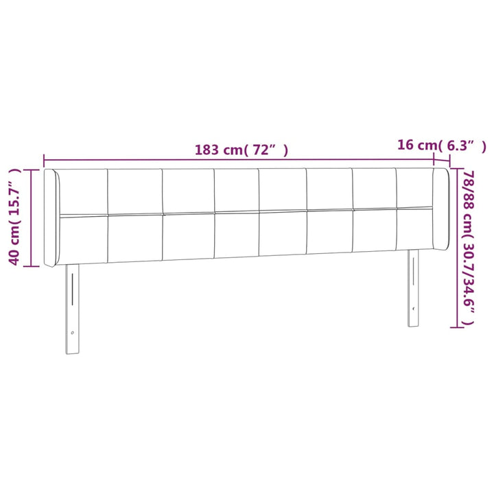 Hoofdbord met randen 183x16x78/88 cm stof lichtgrijs