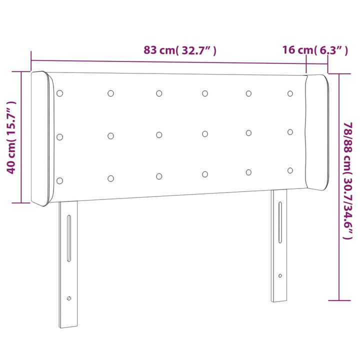 Hoofdbord met randen 83x16x78/88 cm kunstleer zwart