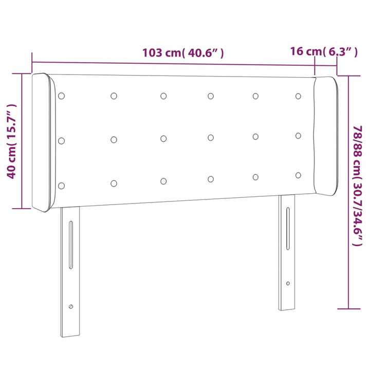 Hoofdbord met randen 103x16x78/88 cm kunstleer zwart