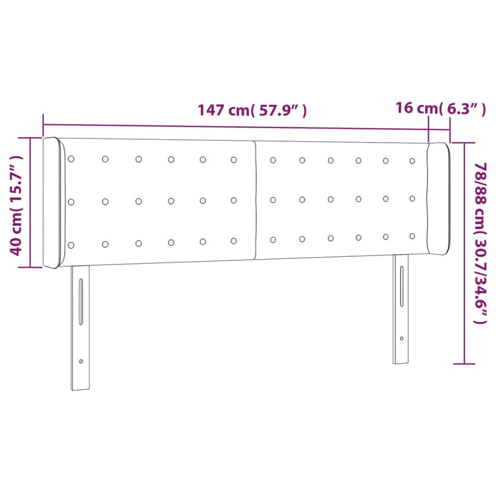 Hoofdbord met randen 147x16x78/88 cm kunstleer zwart