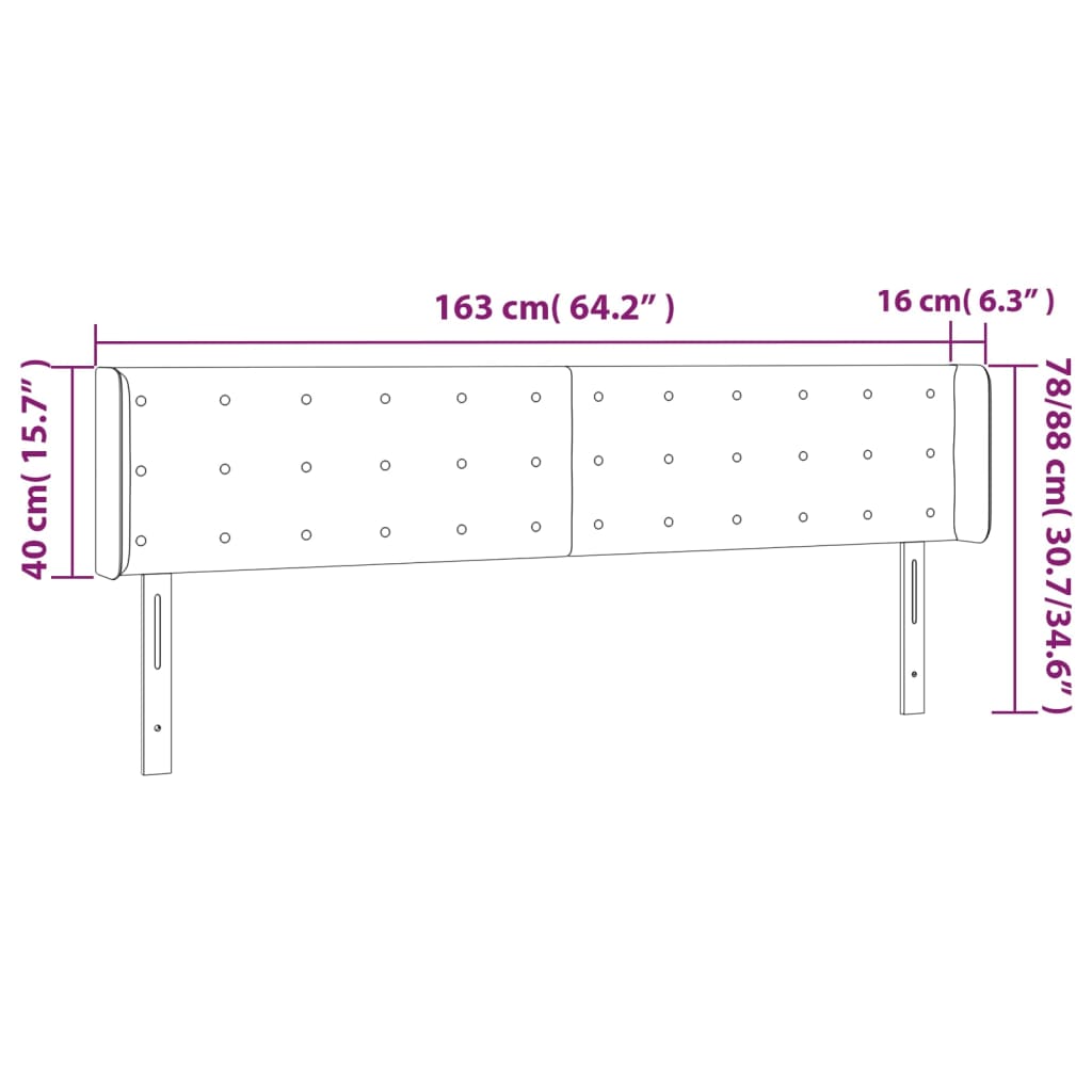 Hoofdbord met randen 163x16x78/88 cm kunstleer zwart