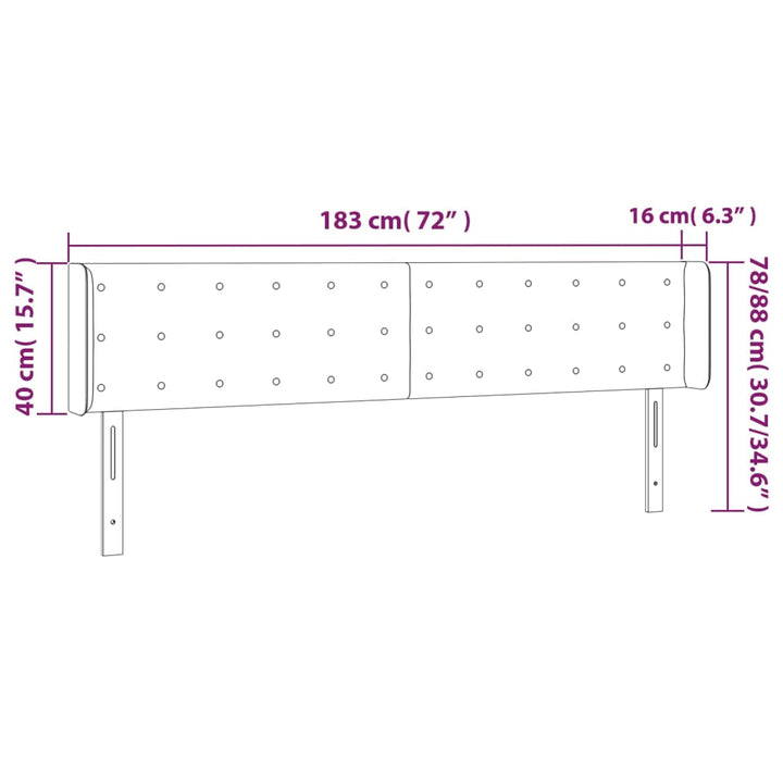 Hoofdbord met randen 183x16x78/88 cm kunstleer zwart