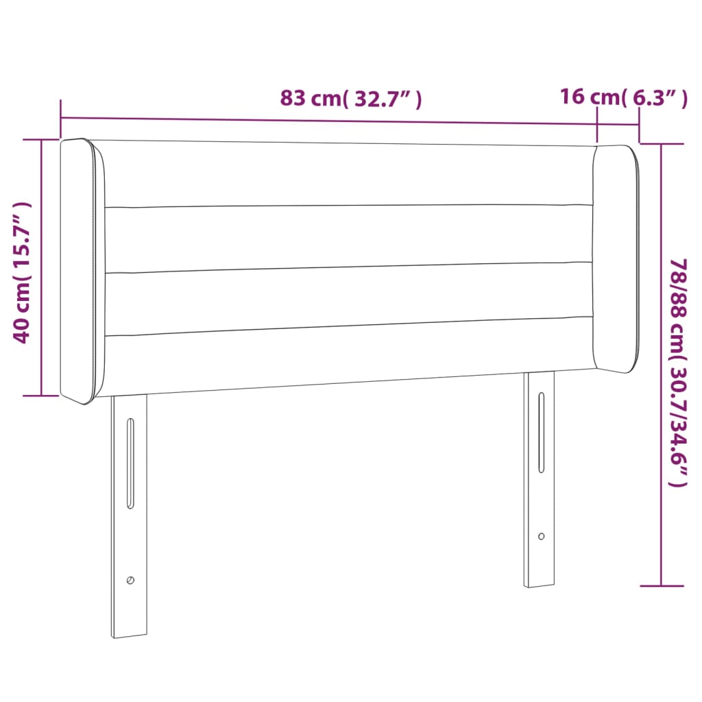 Hoofdbord met randen 83x16x78/88 cm stof lichtgrijs