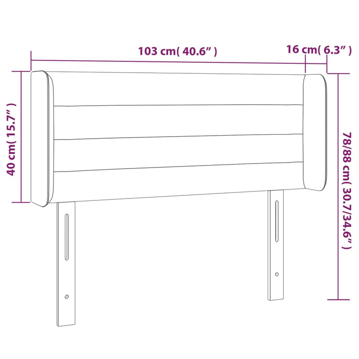 Hoofdbord met randen 103x16x78/88 cm stof donkergrijs