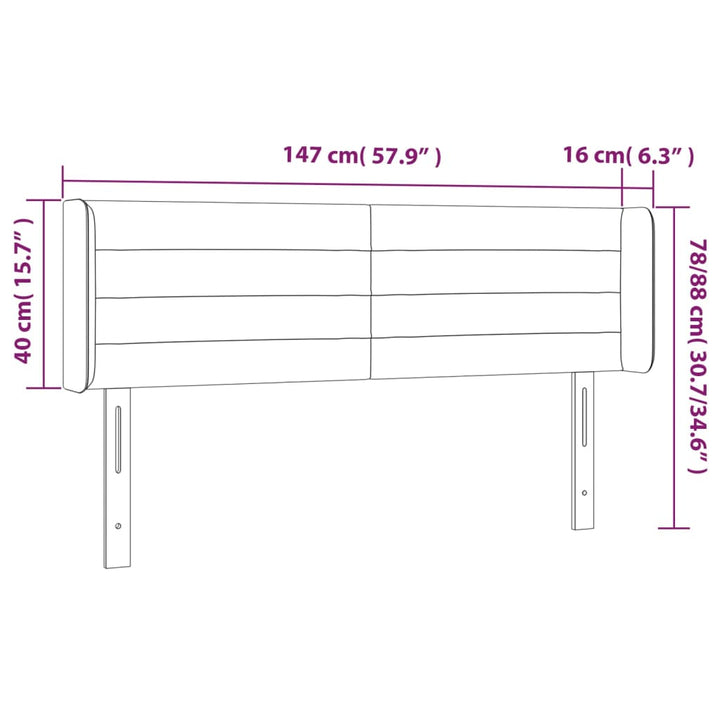 Hoofdbord met randen 147x16x78/88 cm stof donkergrijs