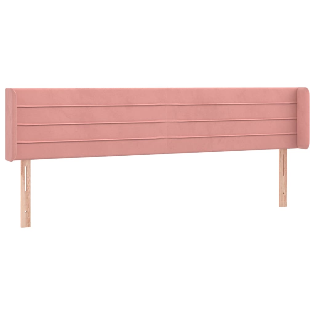 Hoofdbord met randen 163x16x78/88 cm fluweel roze