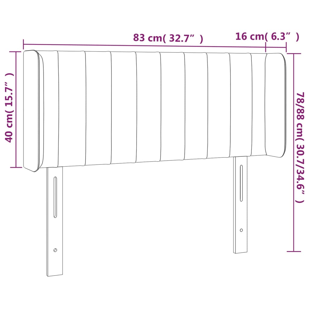 Hoofdbord met randen 83x16x78/88 cm stof donkergrijs