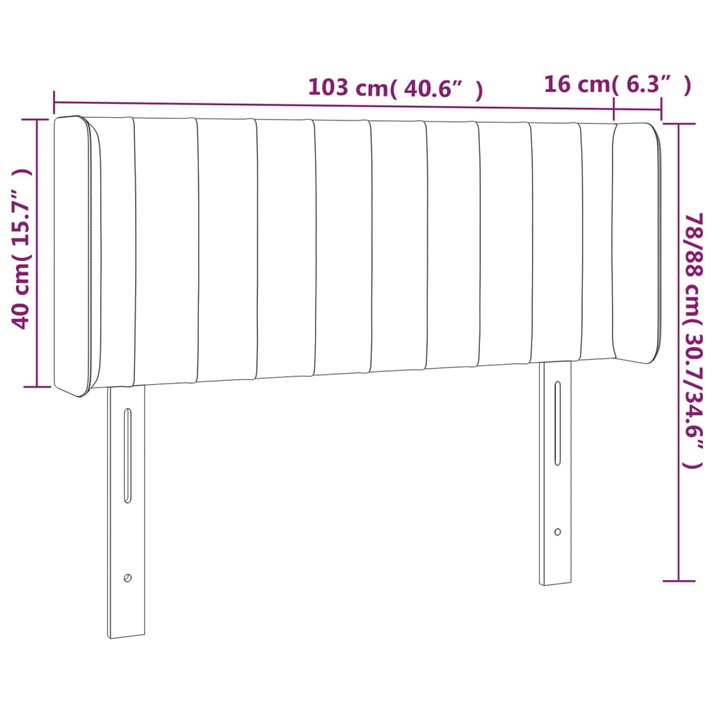 Hoofdbord met randen 103x16x78/88 cm stof lichtgrijs