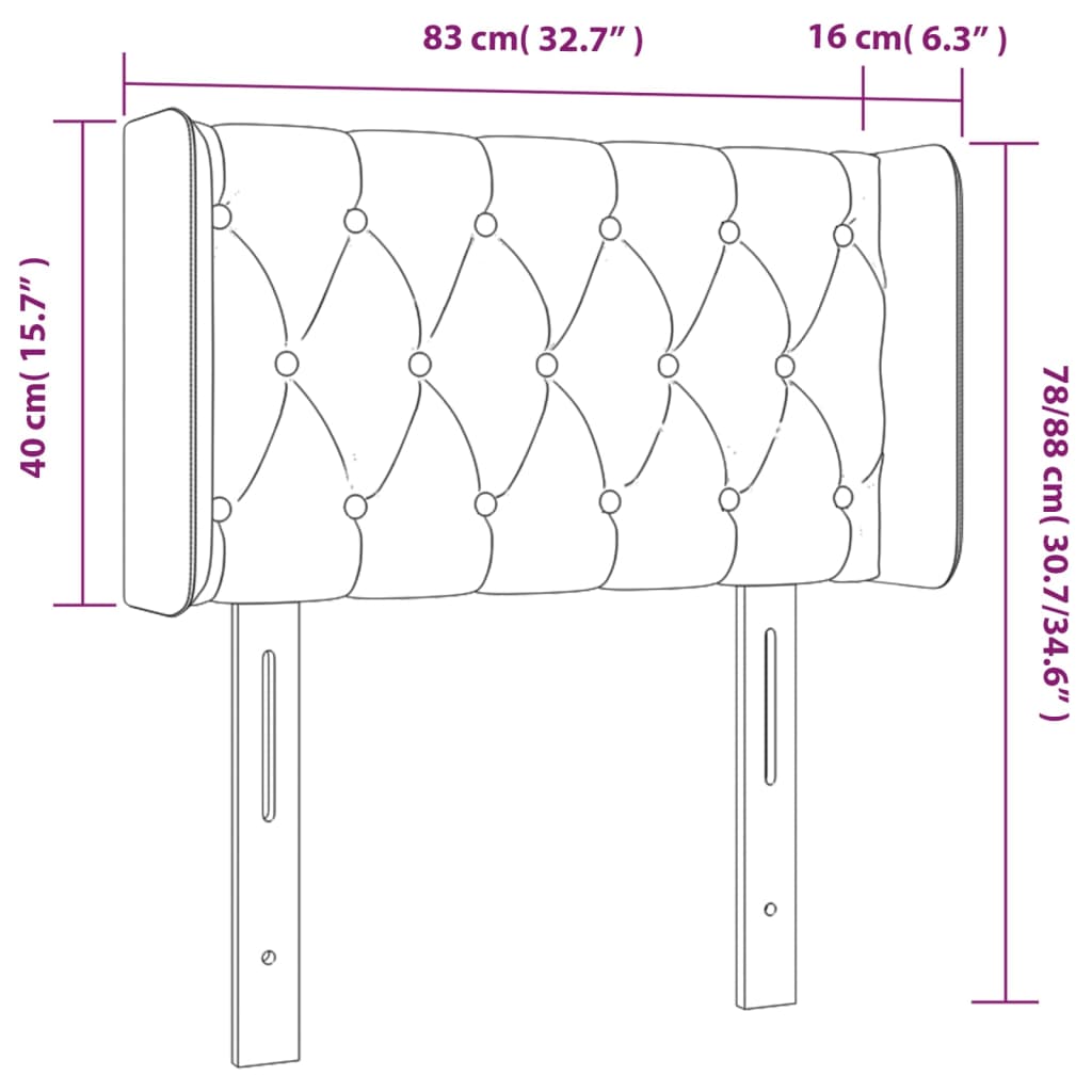 Hoofdbord met randen 83x16x78/88 cm stof lichtgrijs