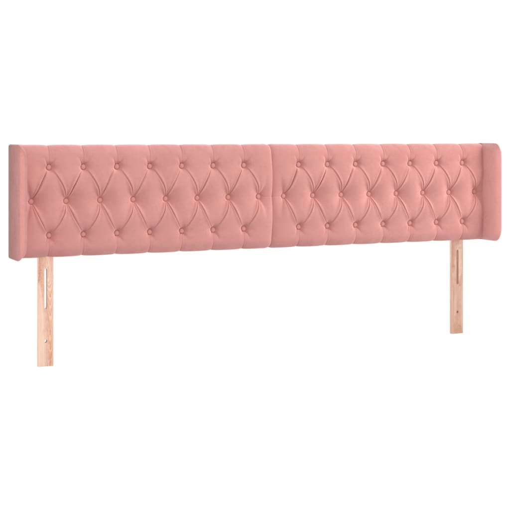 Hoofdbord met randen 203x16x78/88 cm fluweel roze