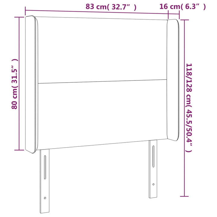 Hoofdbord met randen 83x16x118/128 cm stof lichtgrijs