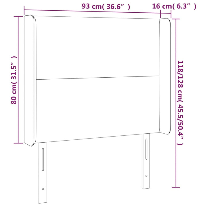 Hoofdbord met randen 93x16x118/128 cm stof donkerbruin