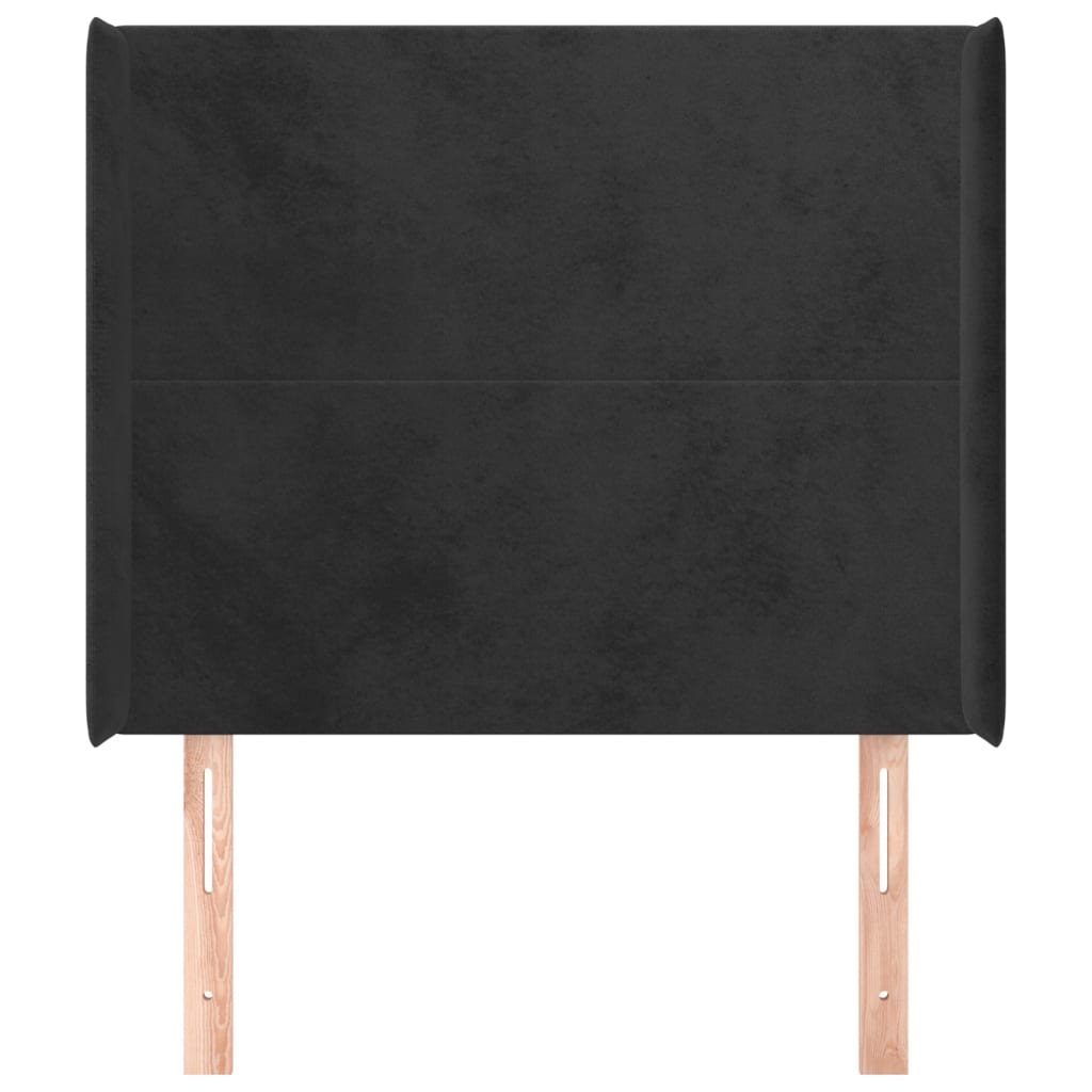 Hoofdbord met randen 103x16x118/128 cm fluweel zwart