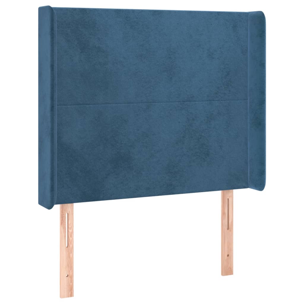 Hoofdbord met randen 103x16x118/128 cm fluweel donkerblauw