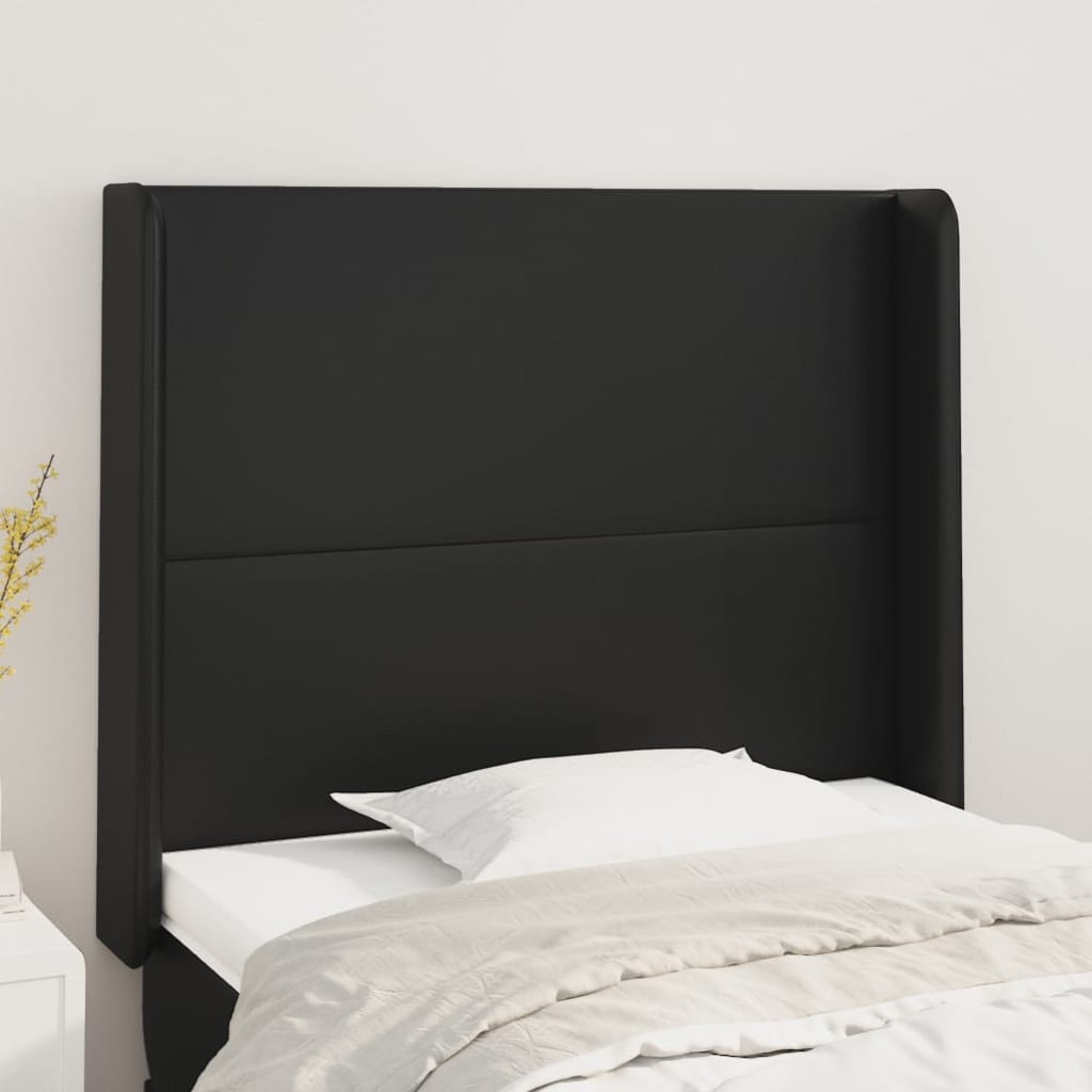 Hoofdbord met randen 93x16x118/128 cm kunstleer zwart
