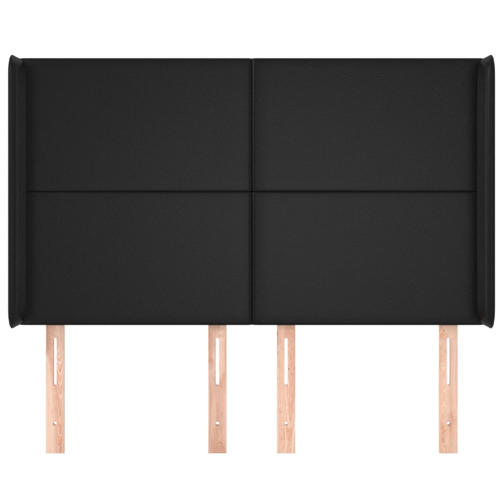 Hoofdbord met randen 147x16x118/128 cm kunstleer zwart