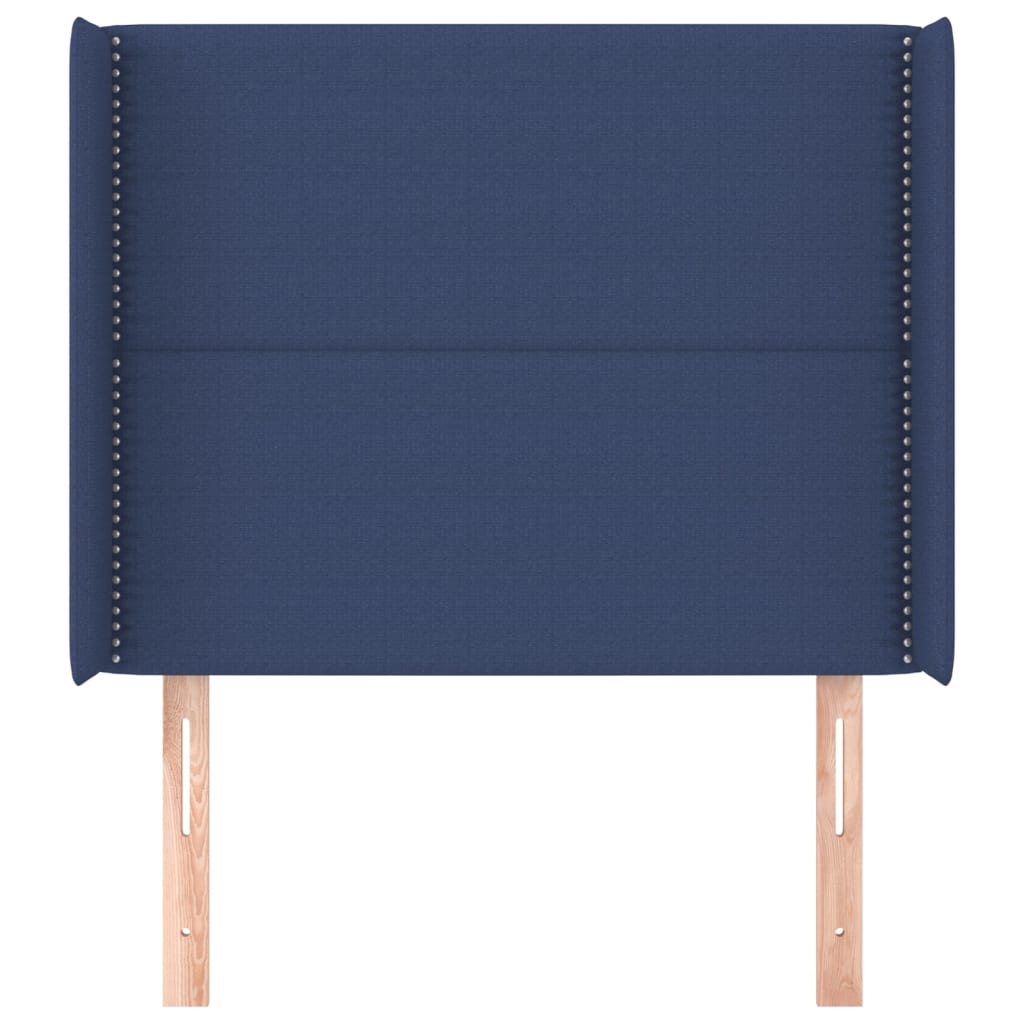 Hoofdbord met randen 83x16x118/128 cm stof blauw