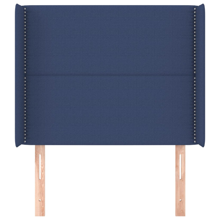 Hoofdbord met randen 83x16x118/128 cm stof blauw