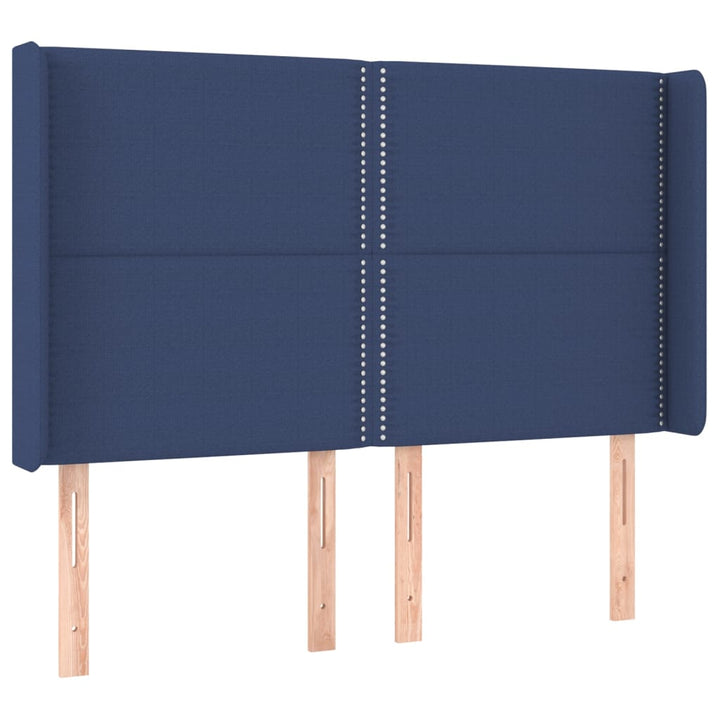 Hoofdbord met randen 147x16x118/128 cm stof blauw