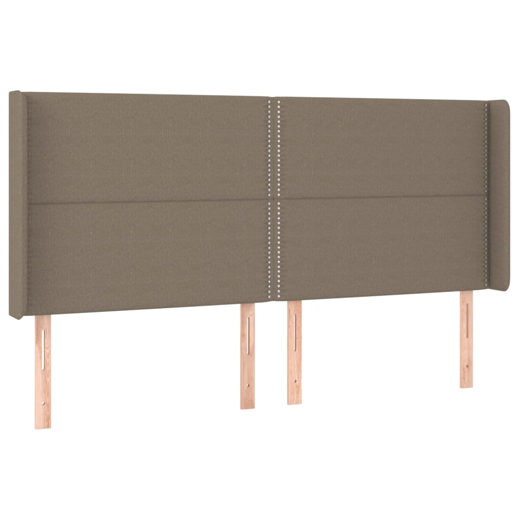 Hoofdbord met randen 163x16x118/128 cm stof taupe