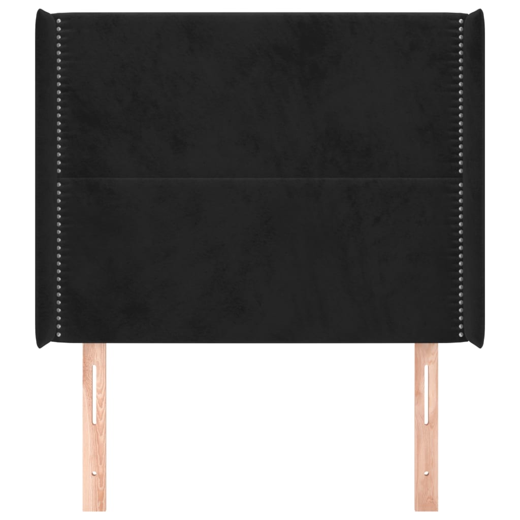 Hoofdbord met randen 83x16x118/128 cm fluweel zwart