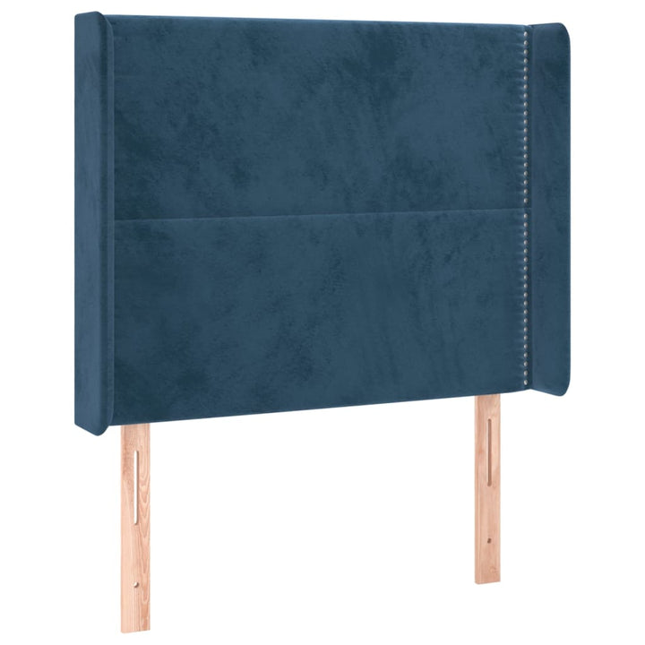 Hoofdbord met randen 83x16x118/128 cm fluweel blauw