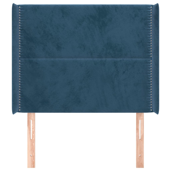 Hoofdbord met randen 83x16x118/128 cm fluweel blauw