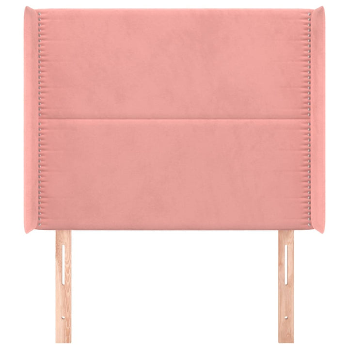 Hoofdbord met randen 103x16x118/128 cm fluweel roze