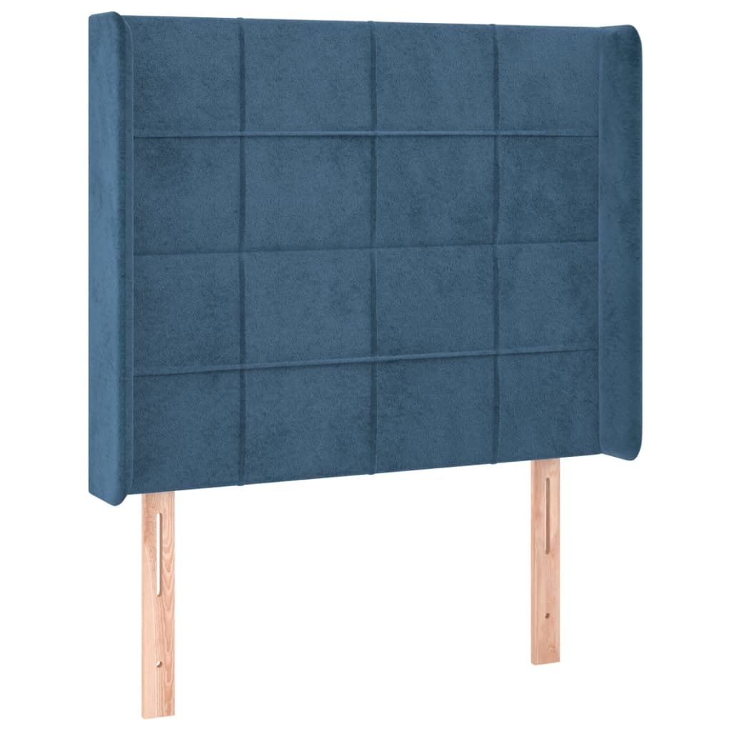 Hoofdbord met randen 83x16x118/128 cm fluweel blauw