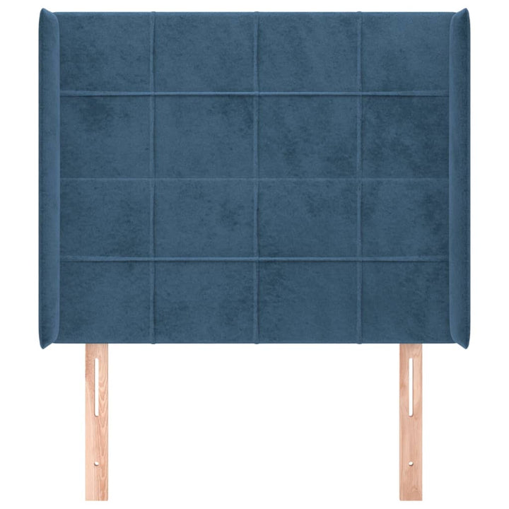 Hoofdbord met randen 83x16x118/128 cm fluweel blauw