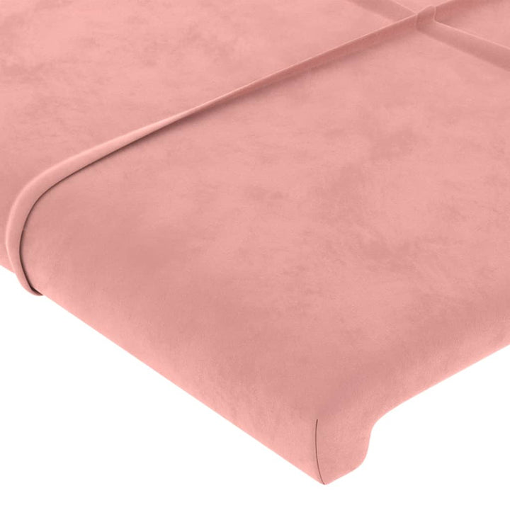 Hoofdbord met randen 83x16x118/128 cm fluweel roze