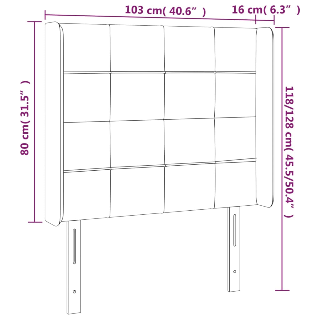 Hoofdbord met randen 103x16x118/128 cm fluweel donkergroen