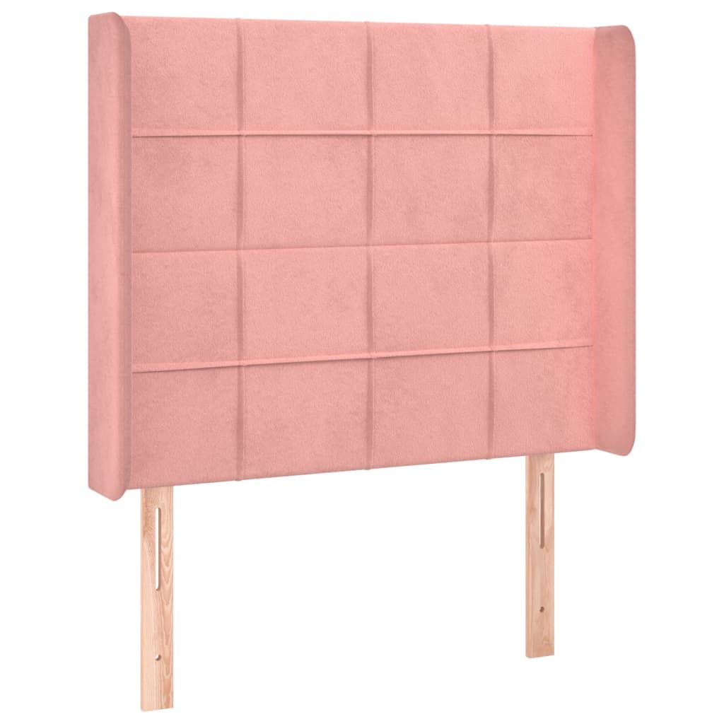 Hoofdbord met randen 103x16x118/128 cm fluweel roze