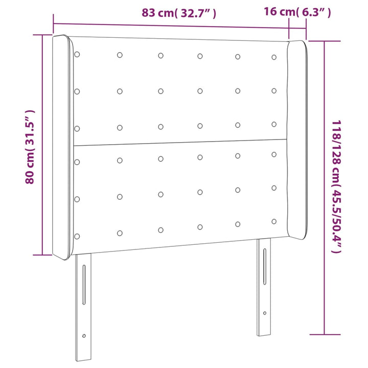 Hoofdbord met randen 83x16x118/128 cm kunstleer wit