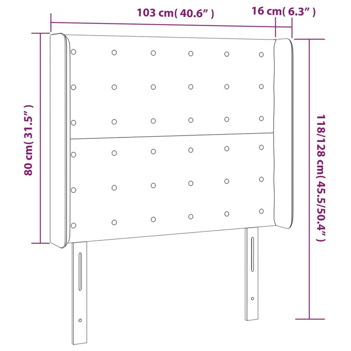 Hoofdbord met randen 103x16x118/128 cm kunstleer zwart