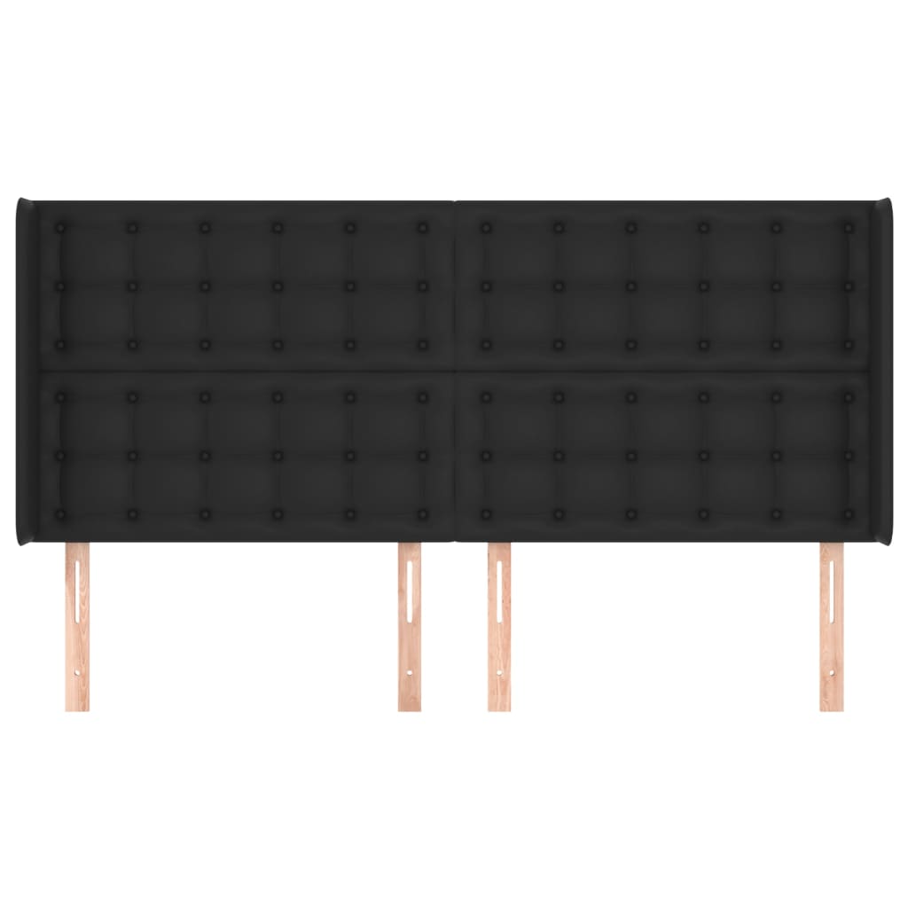 Hoofdbord met randen 163x16x118/128 cm kunstleer zwart