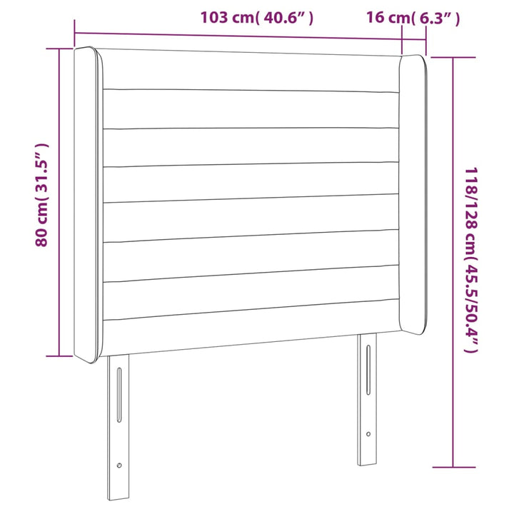 Hoofdbord met randen 103x16x118/128 cm stof donkergrijs