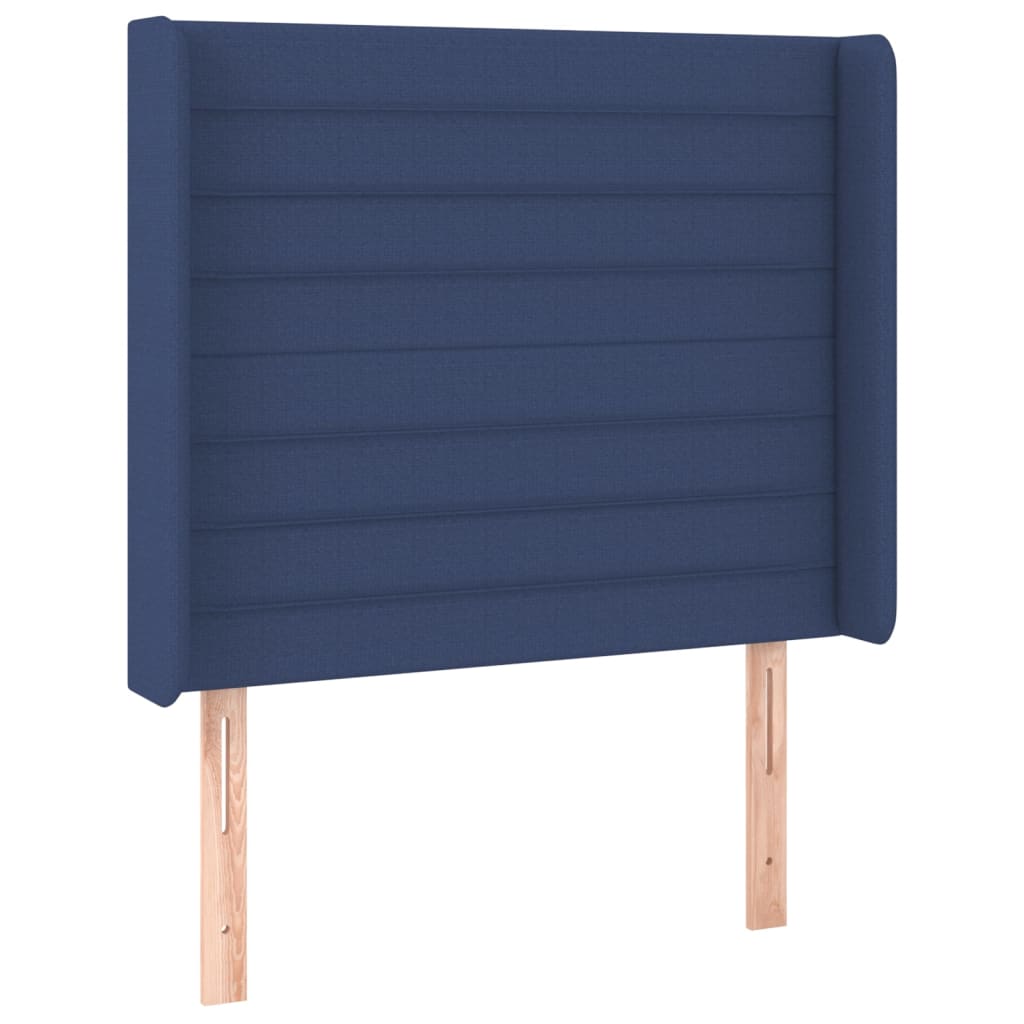 Hoofdbord met randen 103x16x118/128 cm stof blauw