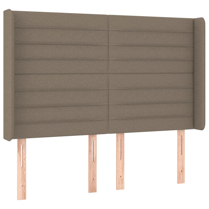 Hoofdbord met randen 147x16x118/128 cm stof taupe