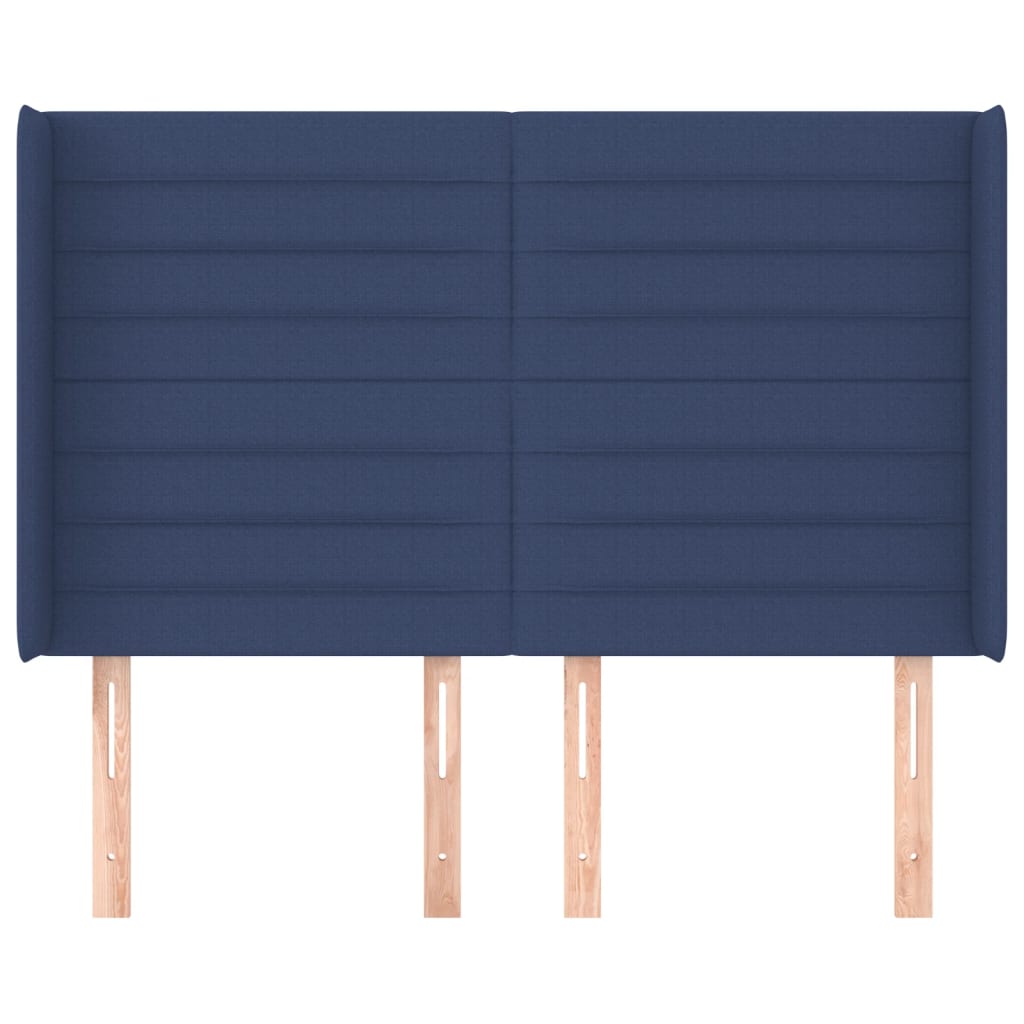 Hoofdbord met randen 147x16x118/128 cm stof blauw
