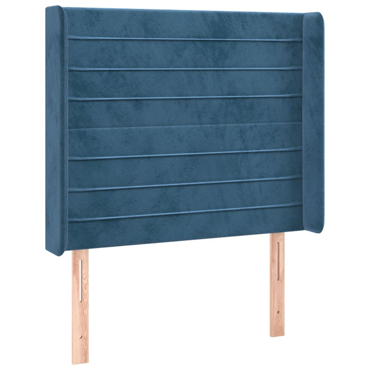 Hoofdbord met randen 103x16x118/128 cm fluweel donkerblauw