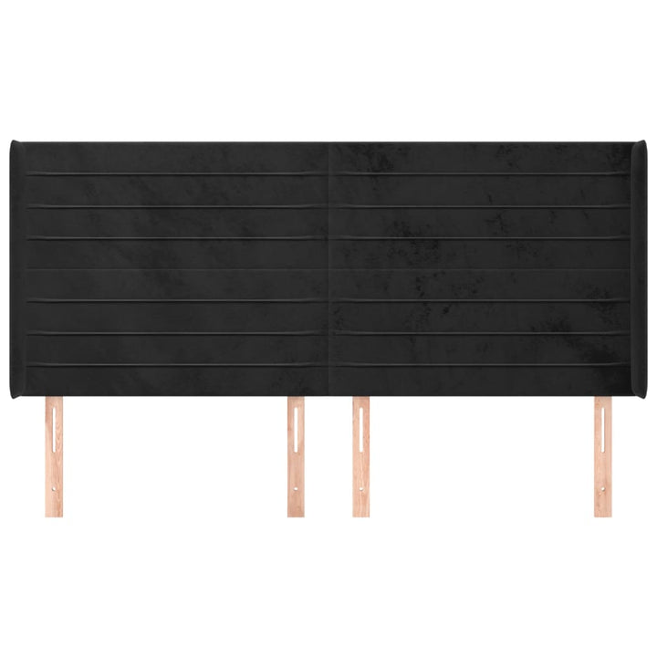 Hoofdbord met randen 203x16x118/128 cm fluweel zwart