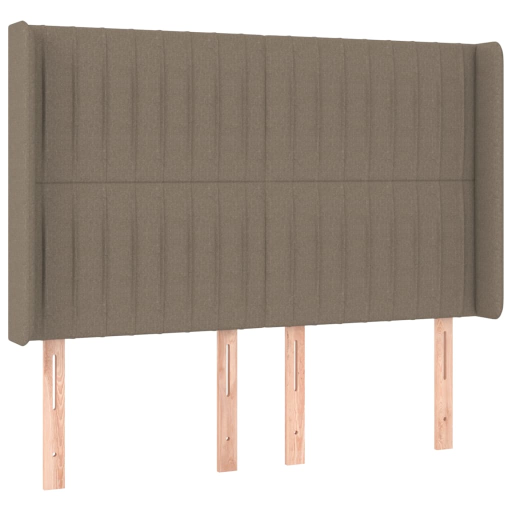 Hoofdbord met randen 147x16x118/128 cm stof taupe